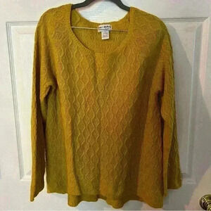 Kate & Mallory Mustard Yellow Cable Knit Sweater, Size Large